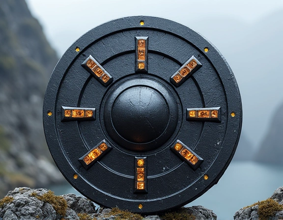 Skin 'Bouclier du Titan Inflexible', un bouclier massif orné de runes de protection.